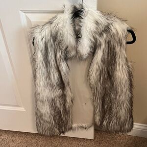 Faux Fur Vest in Black and White